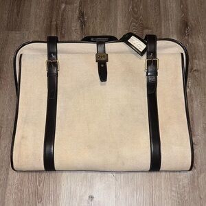 Vintage 70s Hermès Paris Travel Garment Leather & Canvas Bag Designer Luxury